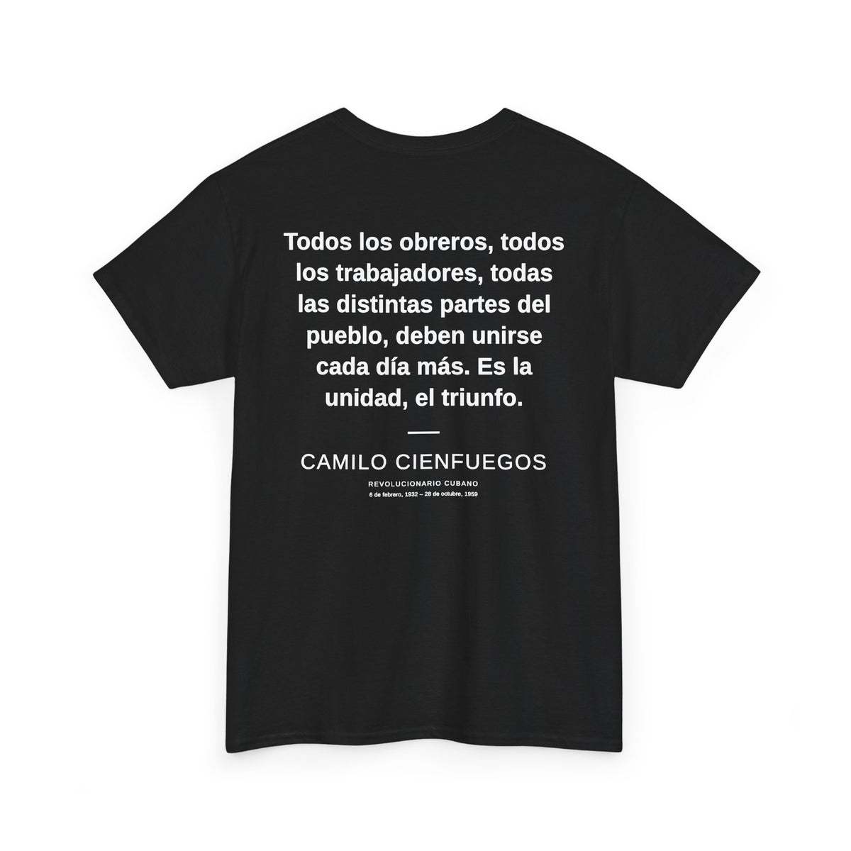 Camilo Cienfuegos Portrait Tee – Cuban Revolutionary Quote T-Shirt