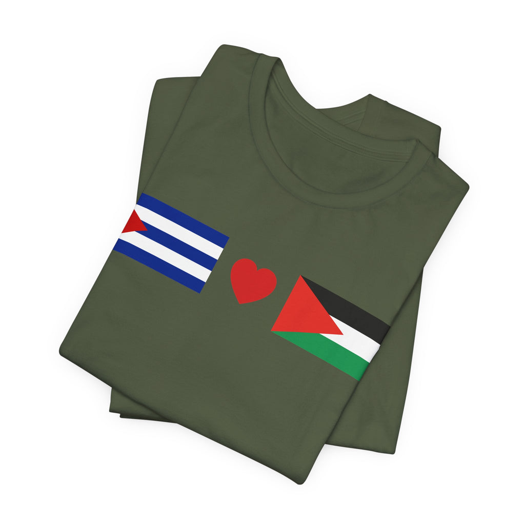 Cuba + Palestine Heart Flag Tee