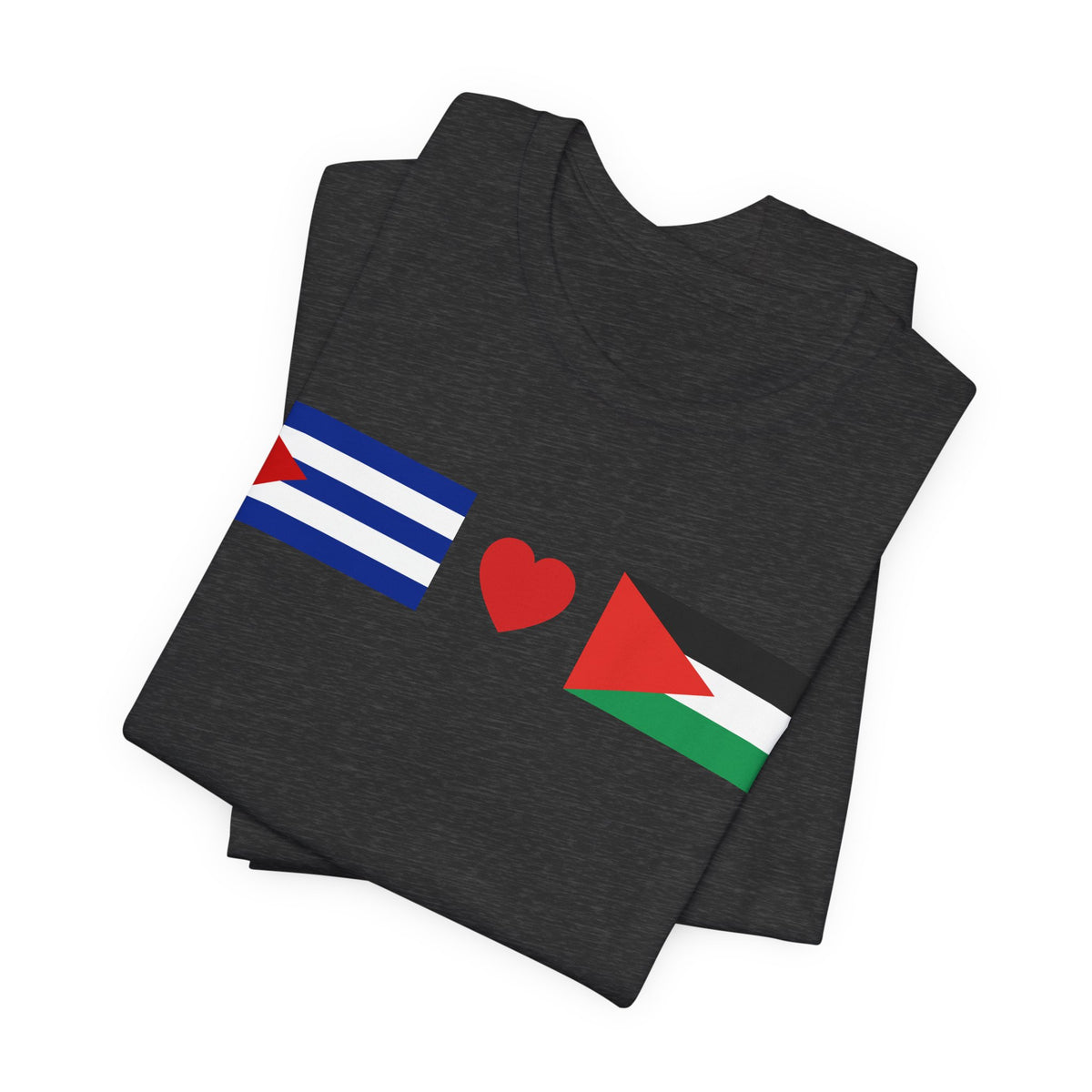 Cuba + Palestine Heart Flag Tee