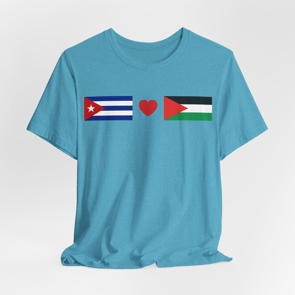 Cuba + Palestine Heart Flag Tee