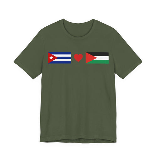Cuba + Palestine Heart Flag Tee